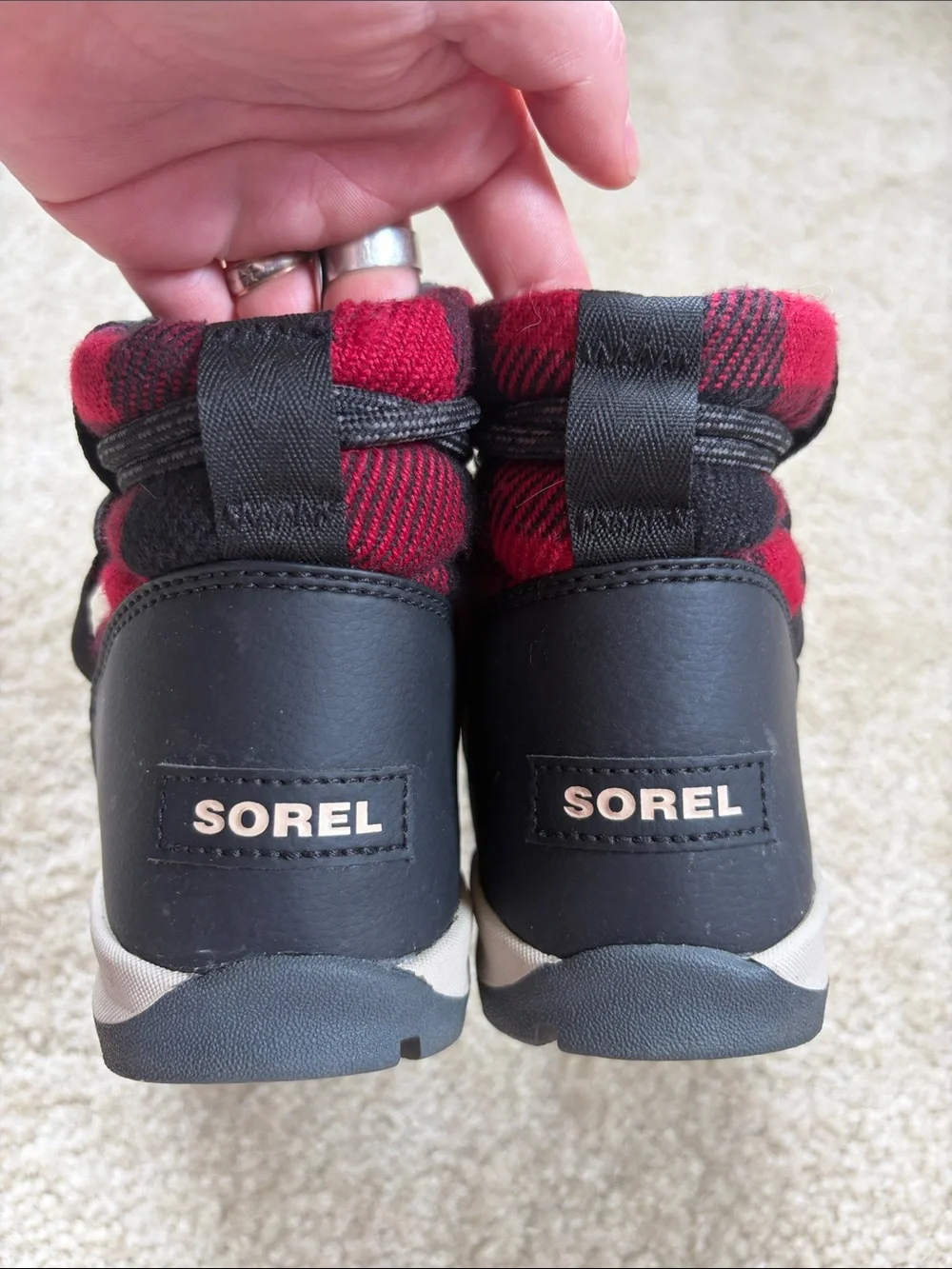 Women’s Sorel Whitney Short Waterproof Winter Boots Red Black Buffalo Plaid